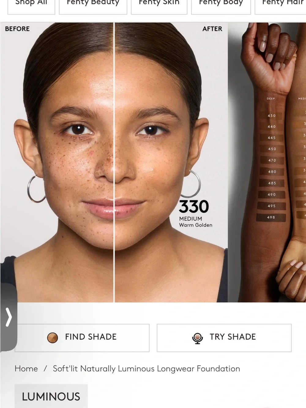 Fenty Beauty soft lit foundation